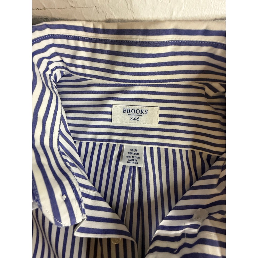 Brooks Brothers 365 Mens 18 34 Non-Iron Cotton Striped Button Down Shirt